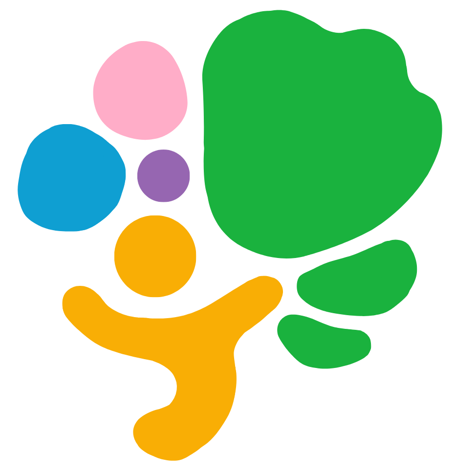 カラフルなツリーイラスト - 人と緑のつながり